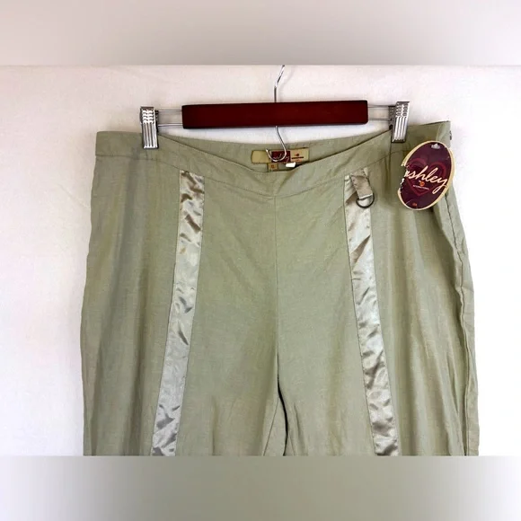 VINTAGE Deadstock Y2K Linen Pant Utility Jogger NEW Green Streetwear 90s Pull XL - Picture 3 of 14